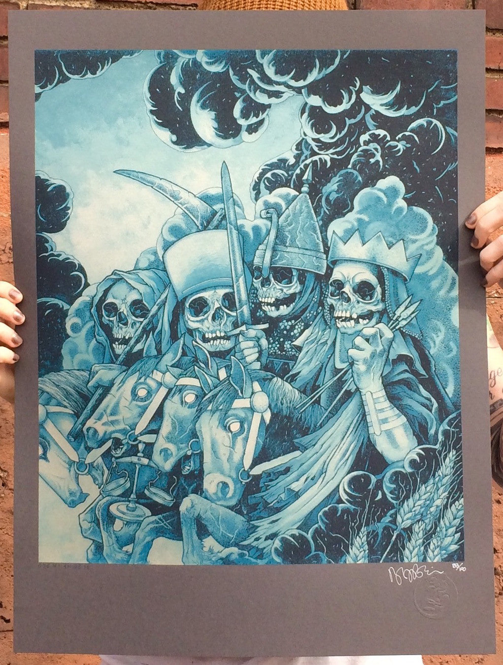 John Baizley Four Horsemen monochrome print Burlesque of North America