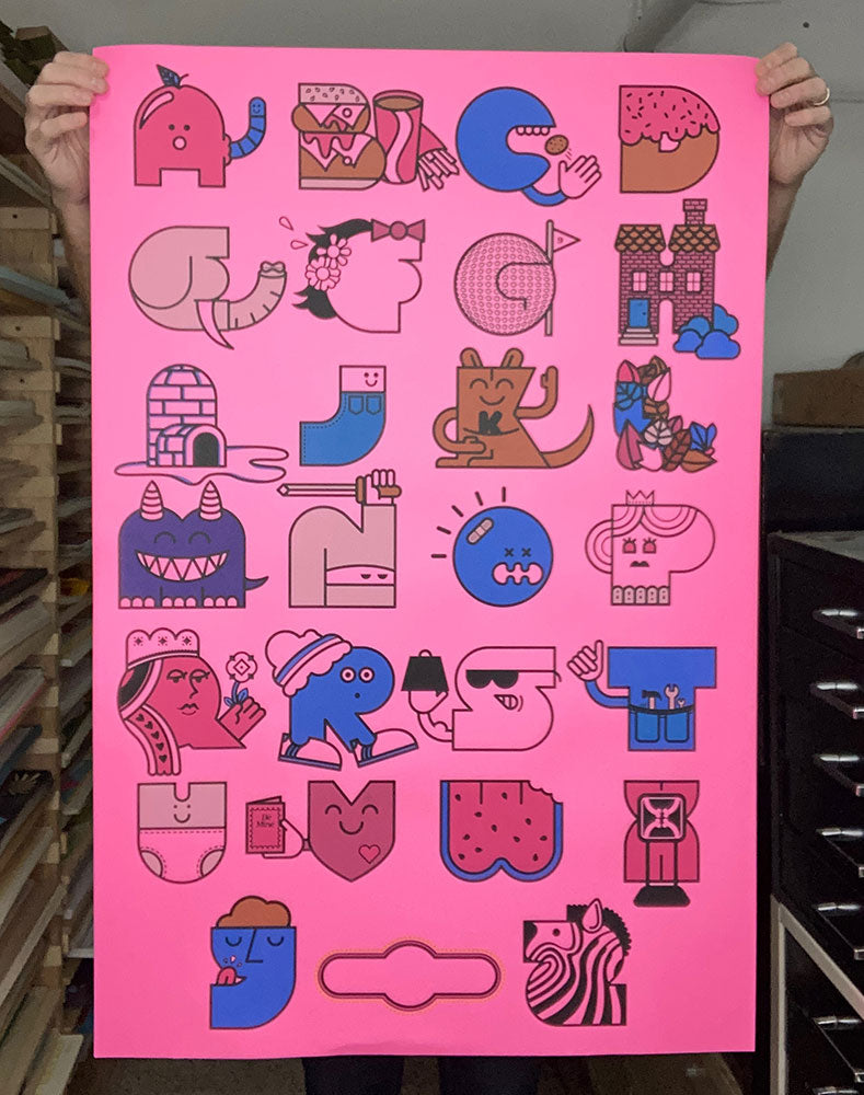 Alphabet Print - Fluorescent Pink Variant (RAER)