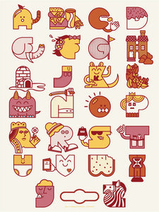 Alphabet Print - 7th edition - Red & Pink Colorway
